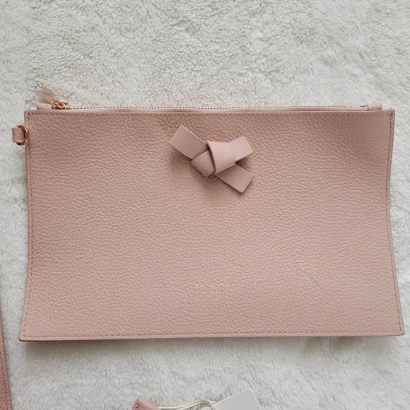 NEW Ted Baker Pink Giant Knot Bow Leather Shopper Tote Bag with Pouch MSRP